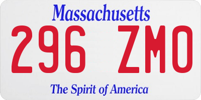 MA license plate 296ZM0