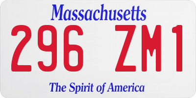 MA license plate 296ZM1
