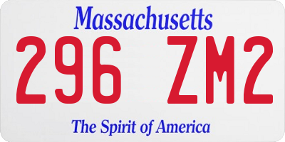 MA license plate 296ZM2