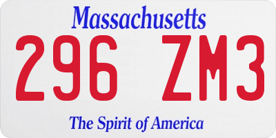 MA license plate 296ZM3