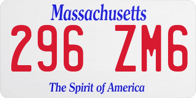MA license plate 296ZM6