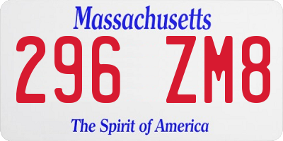 MA license plate 296ZM8