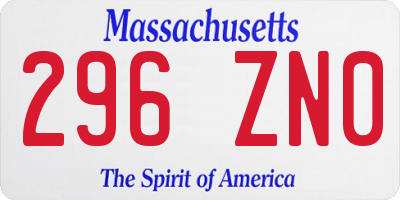 MA license plate 296ZN0
