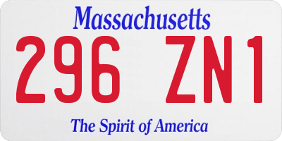 MA license plate 296ZN1