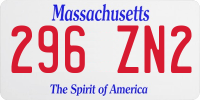 MA license plate 296ZN2