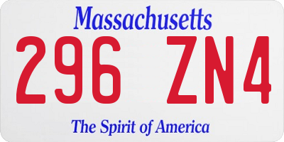 MA license plate 296ZN4