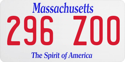 MA license plate 296ZO0