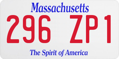 MA license plate 296ZP1