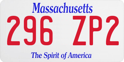 MA license plate 296ZP2