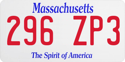 MA license plate 296ZP3