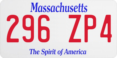 MA license plate 296ZP4