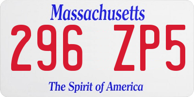 MA license plate 296ZP5
