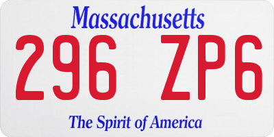 MA license plate 296ZP6