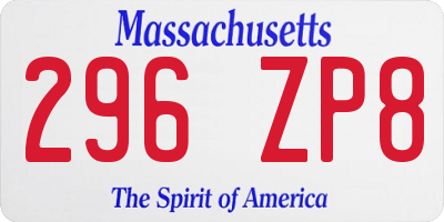 MA license plate 296ZP8