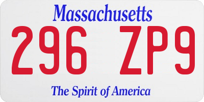 MA license plate 296ZP9