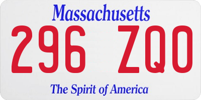 MA license plate 296ZQ0