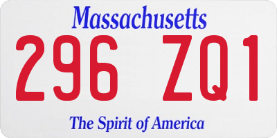 MA license plate 296ZQ1