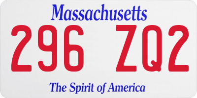 MA license plate 296ZQ2
