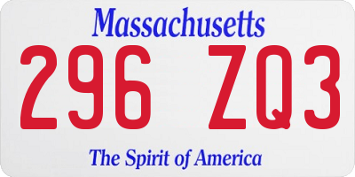 MA license plate 296ZQ3