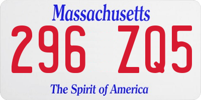 MA license plate 296ZQ5