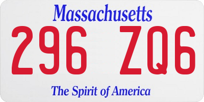 MA license plate 296ZQ6