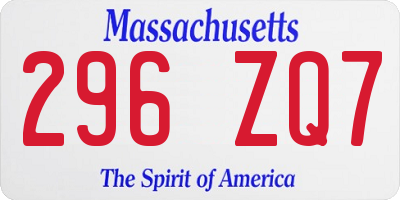 MA license plate 296ZQ7