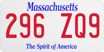 MA license plate 296ZQ9