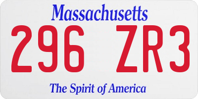 MA license plate 296ZR3
