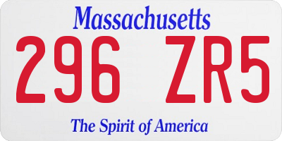 MA license plate 296ZR5