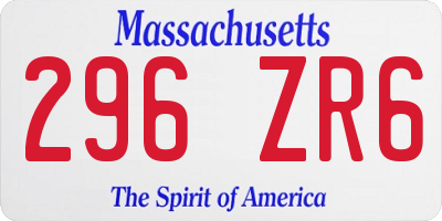 MA license plate 296ZR6