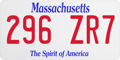 MA license plate 296ZR7