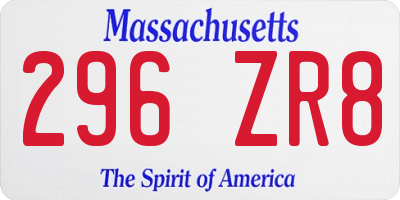 MA license plate 296ZR8