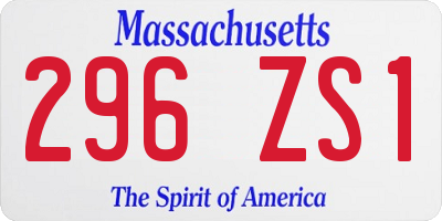 MA license plate 296ZS1