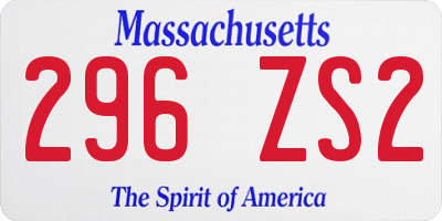 MA license plate 296ZS2
