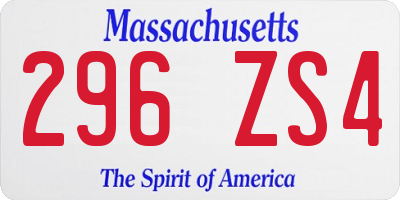 MA license plate 296ZS4