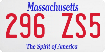MA license plate 296ZS5
