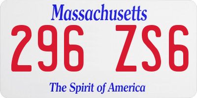 MA license plate 296ZS6
