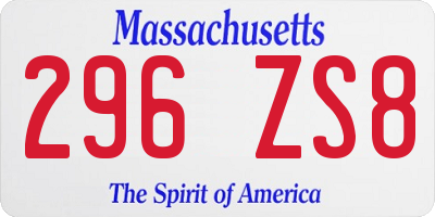 MA license plate 296ZS8