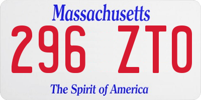 MA license plate 296ZT0