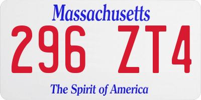 MA license plate 296ZT4