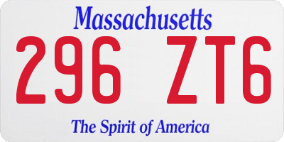 MA license plate 296ZT6