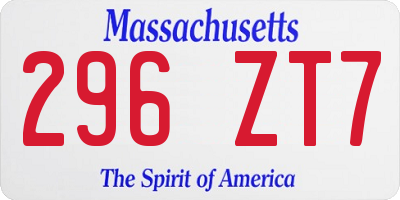 MA license plate 296ZT7
