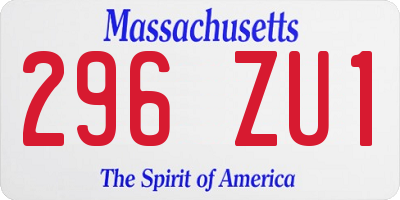 MA license plate 296ZU1