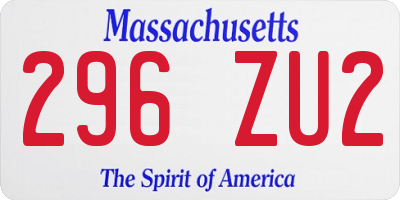 MA license plate 296ZU2