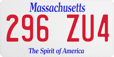 MA license plate 296ZU4