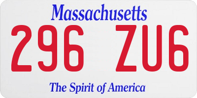 MA license plate 296ZU6