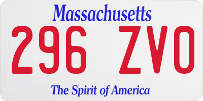 MA license plate 296ZV0