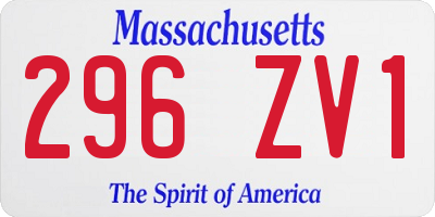 MA license plate 296ZV1