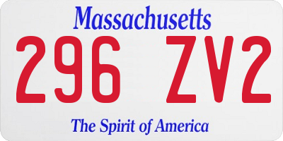 MA license plate 296ZV2