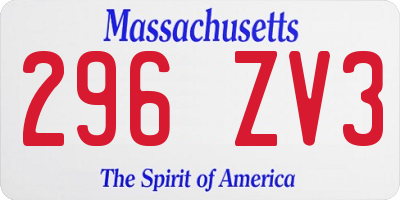 MA license plate 296ZV3